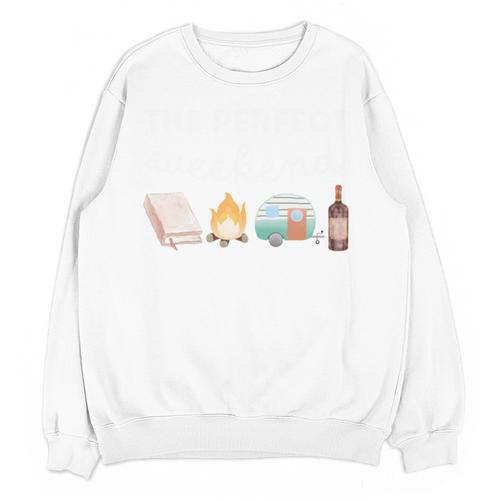 The Perfect Weekend Camping Essentials Wine Books Campfire Unisex Sweatshirt - Bookorys UK