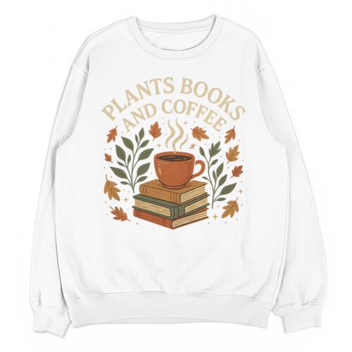 Plants Books And Coffee Nature Leaves Reading Book Lover Premium Tri-Blend Unisex Sweatshirt - Bookorys