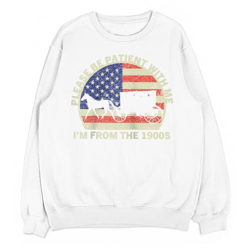 Please Be Patient With Me I'm From The 1900s Dad Vintage Raglan Baseball Tee Unisex Sweatshirt - Figerry