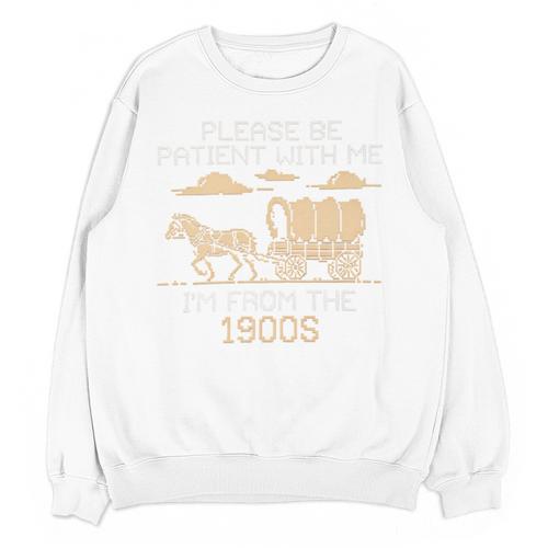 Please Be Patient I'm From The 1900s Retro Pixel Horse Wagon Premium Unisex Sweatshirt - Figerry