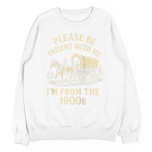 Please Be Patient With Me I'm From The 1900s Retro Raglan Baseball Tee Unisex Sweatshirt - Figerry