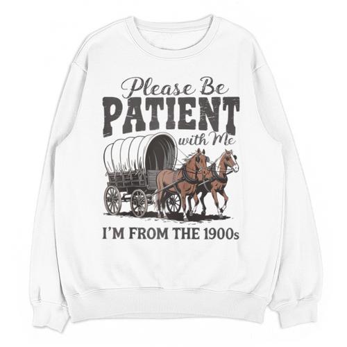 Please Be Patient With Me I'm From The 1900s Vintage Raglan Baseball Tee Unisex Sweatshirt - Figerry