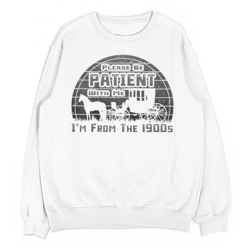 Please Be Patient With Me I'm From The 1900s Vintage Retro Raglan Baseball Tee Unisex Sweatshirt - Figerry