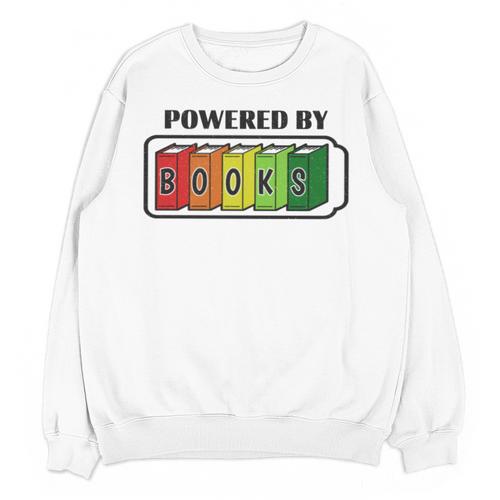 Powered By Books Bookworm Librarian Reading Unisex Sweatshirt - Bookorys CA