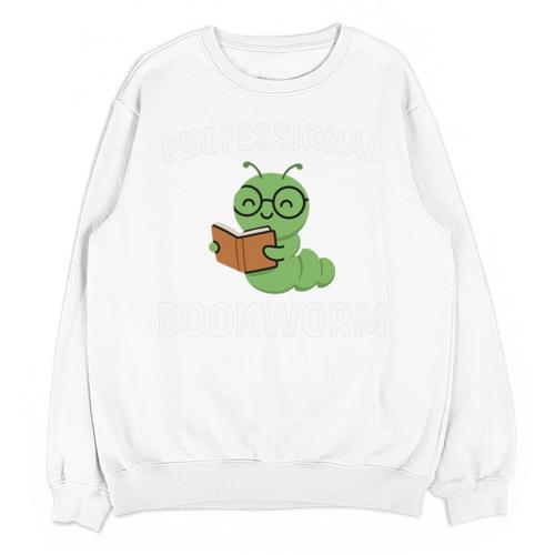 Professional Bookworm Reading Lover Cute Worm Glasses Book Unisex Sweatshirt - Bookorys CA