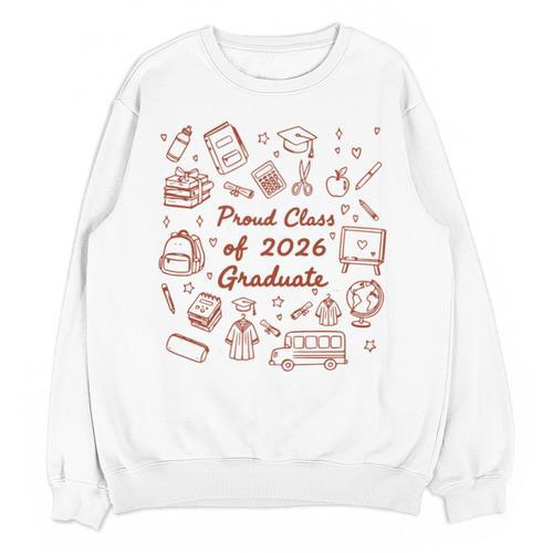 Proud Class Of 2026 Graduate Doodle Senior Graduation Premium Tri-Blend Unisex Sweatshirt - Best Gift Smart