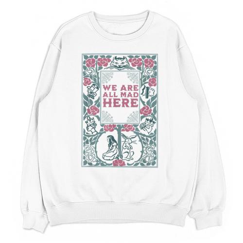 Puddin Threads Cheshire Cat Alice In Wonderland Vintage Book Adults Small Short Sleeve Classic Fit Unisex Sweatshirt - Bookorys