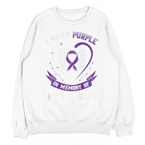 Purple In Memory Of Husband Alzheimers Awareness Back Print Unisex Sweatshirt - Easessy