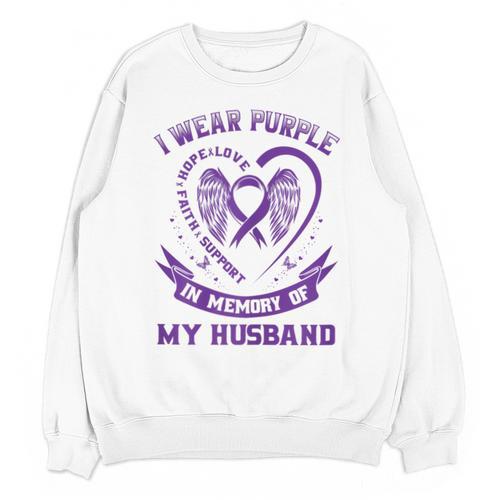Purple In Memory Of My Husband Pancreatic Cancer Awareness Unisex Sweatshirt - Easessy