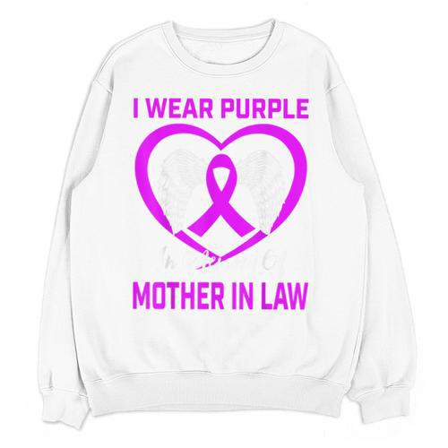 Purple In Memory Of Mother In Law Alzheimers Dementia Heart Unisex Sweatshirt - Easessy