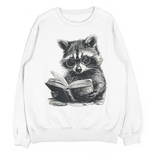 Raccoon With Book Cute Raccoons Reading Books Unisex Sweatshirt - Bookorys