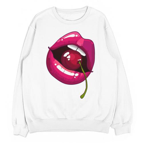 Rainbow Lips With a Cherry In The Mouth 80s Nostalgia Premium Tri-Blend Unisex Sweatshirt - Figerry