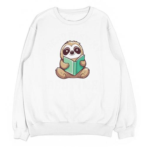 I Read Past My Bedtime Reading Sloth Book Lover Unisex Sweatshirt - Bookorys AU