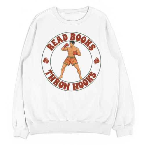 Reading Book Lover Boxer Boxing Lover Read Books Throw Hooks Unisex Sweatshirt - Bookorys
