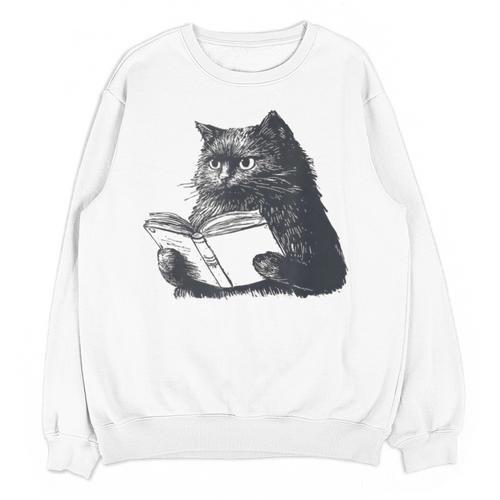 Reading Cat Cat Book Lover Unisex Sweatshirt - Bookorys AU