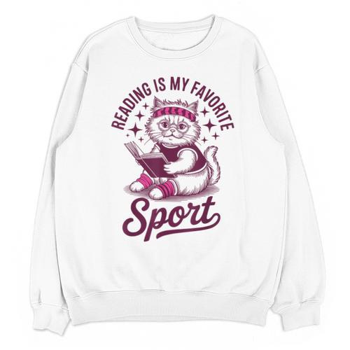 Reading Is My Favorite Sport Cat And Book Lover Women Unisex Sweatshirt - Bookorys CA