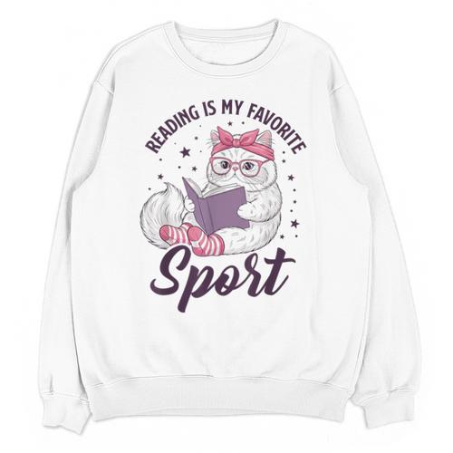 Reading Is My Favorite Sport Saying Cat And Book Lover Unisex Sweatshirt - Bookorys