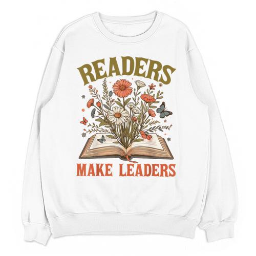 Reading Squad Book Lover Bookish Floral Readers Make Leaders Unisex Sweatshirt - Bookorys