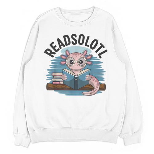 Readsolotl Book Lover Reading Axolotl Kids Reader Unisex Sweatshirt - Bookorys DE