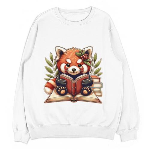 Red Panda Reading Books Pandas Cottagecore Aesthetic Kids Unisex Sweatshirt - Bookorys CA