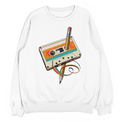 Retro Cassette Tape & Pencil Rewind Nostalgia Party 80s 90s Unisex Sweatshirt - Figerry