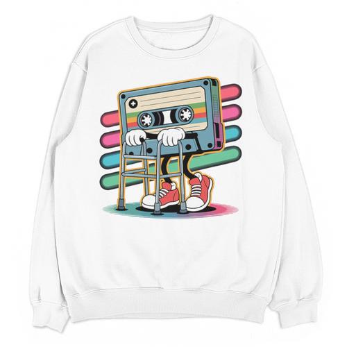Retro Old Cassette Tape Cartoon With Walker Nostalgia Premium Tri-Blend Unisex Sweatshirt - Figerry