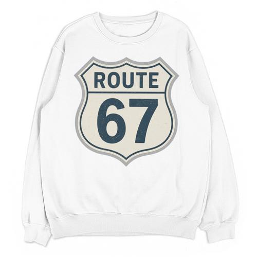 Retro Route 67 Highway Sign Vintage Road Nostalgia Premium Tri-Blend Unisex Sweatshirt - Figerry