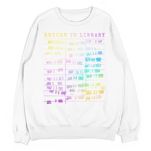 Return To Library Card Book Due Date Bookish Rainbow Reading Unisex Sweatshirt - Bookorys DE