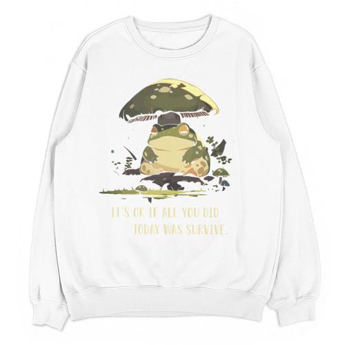 Sad Introvert Frog Mushroom Cottagecore Mental Health Unisex Sweatshirt - Raresse