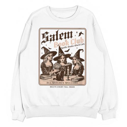 Salem Book Club Bookish Halloween Retro Salem Witch Book Unisex Sweatshirt - Bookorys