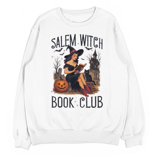 Salem Witch Book Club Bookish Retro Halloween Cat Unisex Sweatshirt - Bookorys
