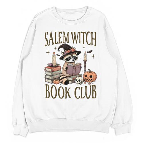 Salem Witch Book Club Raccoon Reading Unisex Sweatshirt - Bookorys