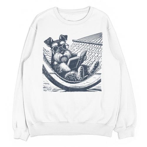 Schnauzer Hammock Reading Book Schnauzer Glasses Unisex Sweatshirt - Bookorys DE