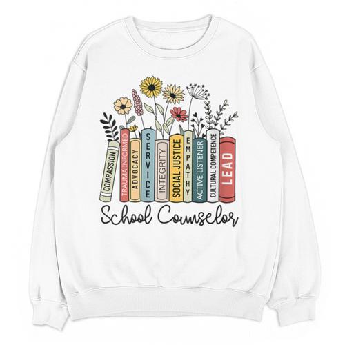 School Counselor Wildflower Book School Counseling Life Unisex Sweatshirt - Bookorys