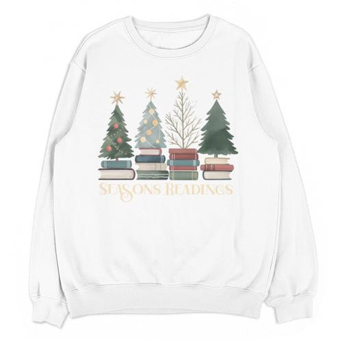 Seasons Readings Christmas Tree Book Lover Unisex Sweatshirt - Bookorys