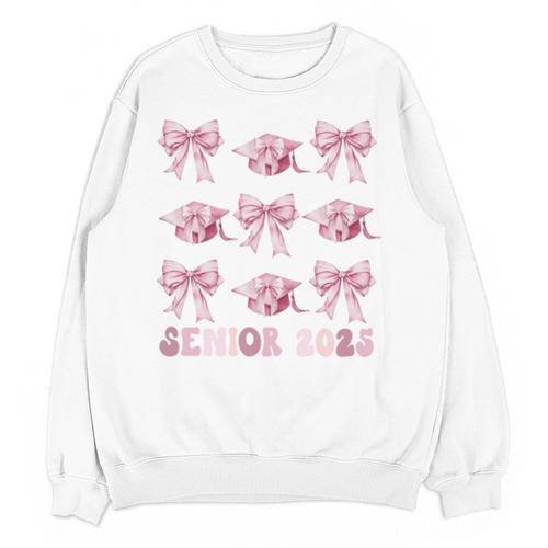 Senior 2025 Coquette Pink Bow Class Of 2025 Graduation Girls Unisex Sweatshirt - Best Gift Smart