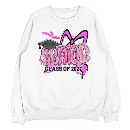 Senior 2027 Class Of 2027 Coquette Girl Pink Graduation 2027 Unisex Sweatshirt - Best Gift Smart