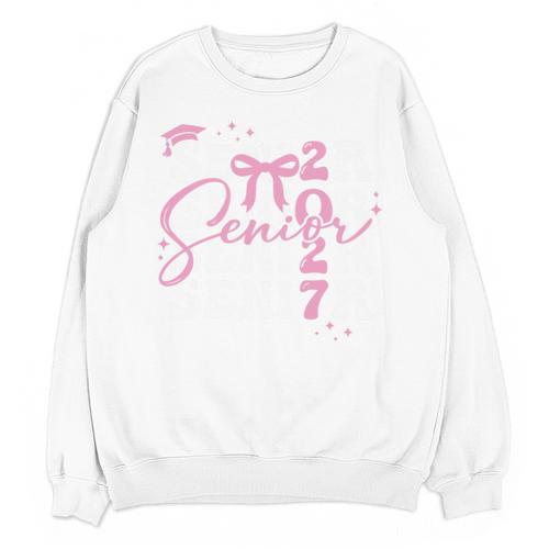 Senior 2027 Class Of 2027 Coquette Pink Bow Graduation 2027 Premium Tri-Blend Unisex Sweatshirt - Best Gift Smart