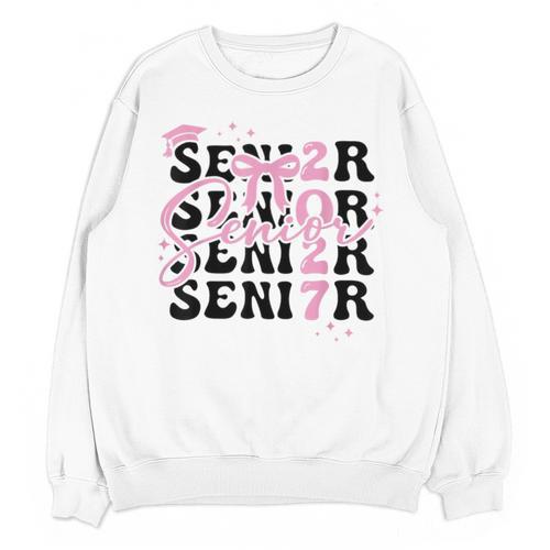 Senior 2027 Class Of 2027 Coquette Pink Bow Graduation 2027 Unisex Sweatshirt - Best Gift Smart