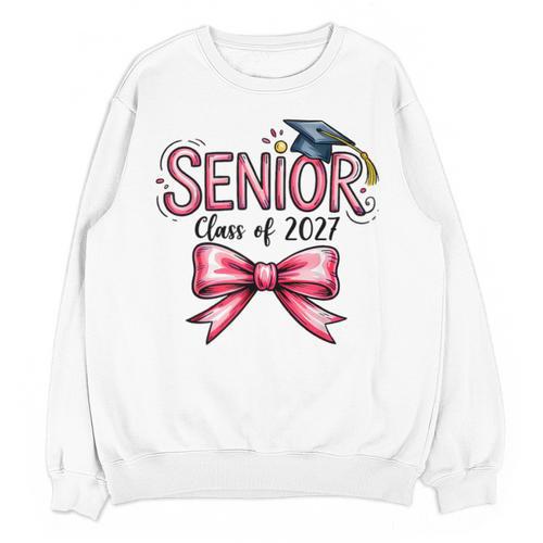 Senior Class Of 2027 Coquette Pink Bow Graduation 2027 Girls Unisex Sweatshirt - Best Gift Smart