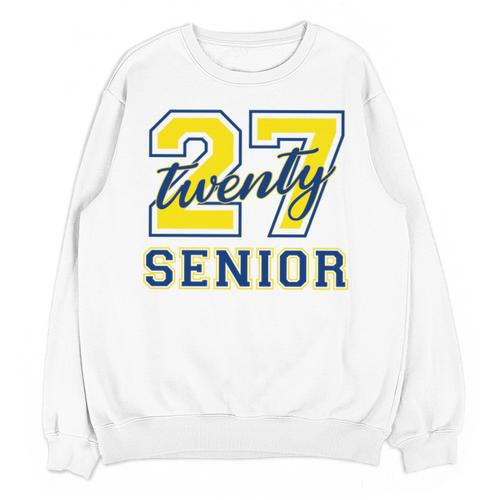 Senior Class Of 2027 Graduation Yellow And Blue On The Back Premium Tri-Blend Unisex Sweatshirt - Best Gift Smart