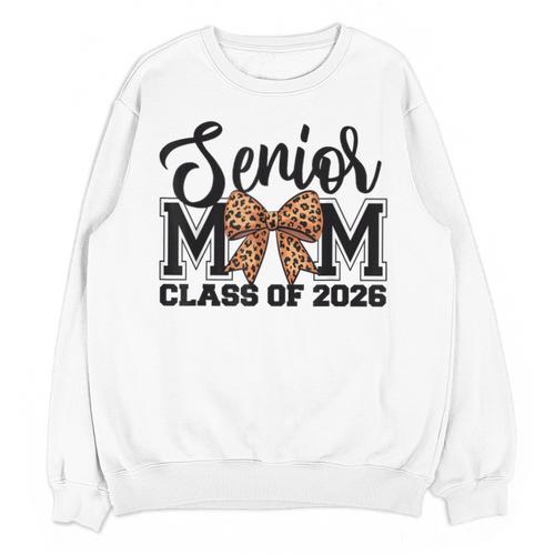Senior Mom Class Of 2026 Graduation Leopard Coquette Bow Unisex Sweatshirt - Best Gift Smart