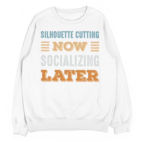 Silhouette Cutting Now Minimal Socializing Introvert Unisex Sweatshirt - Raresse