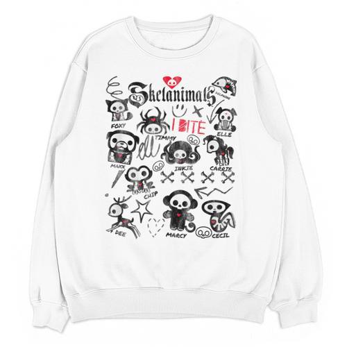 Skelanimals I Bite Vintage Retro Dead Pet Textbook Collage Unisex Sweatshirt - Bookorys DE