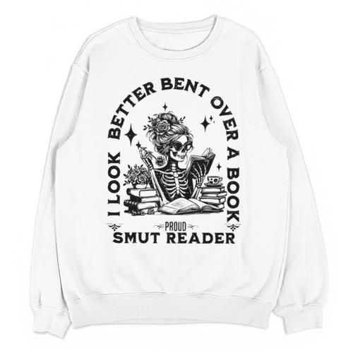 Smut Reader Skeleton Book Lover Dark Humor Art Premium Tri-Blend Unisex Sweatshirt - Bookorys