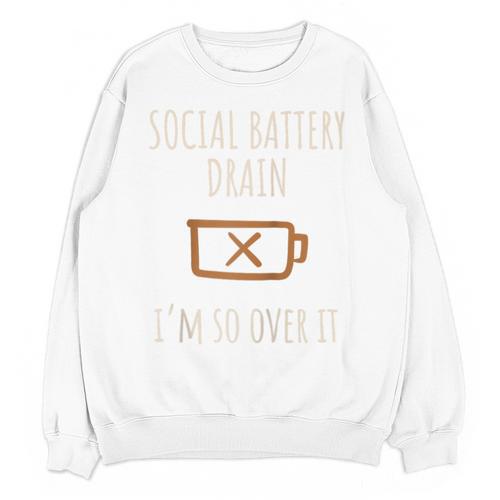 Social Battery Drain I'm So Over It Introvert Homebody Line Raglan Baseball Tee Unisex Sweatshirt - Raresse