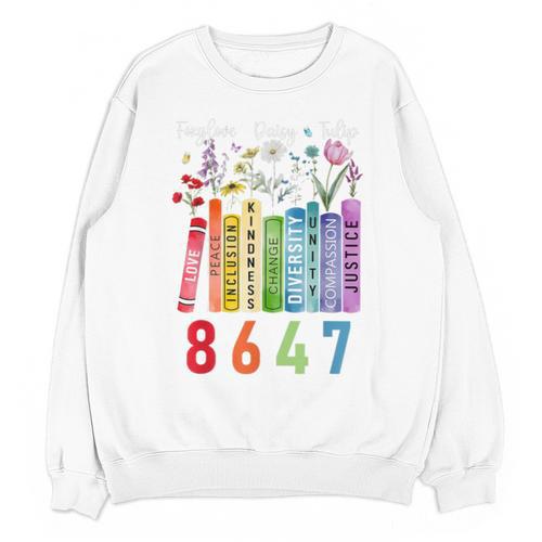 Subtle Floral Foxglove Daisy Tulip Book Lover Unisex Sweatshirt - Bookorys