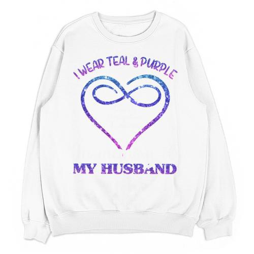 Suicide Prevention Shirt Teal & Purple In Memory Of Husband Unisex Sweatshirt - Easessy