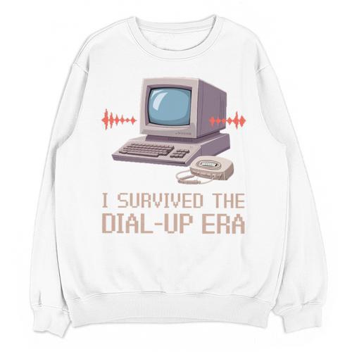 I Survived The Dial-Up Era Retro 90s Nostalgia Premium Tri-Blend Unisex Sweatshirt - Figerry