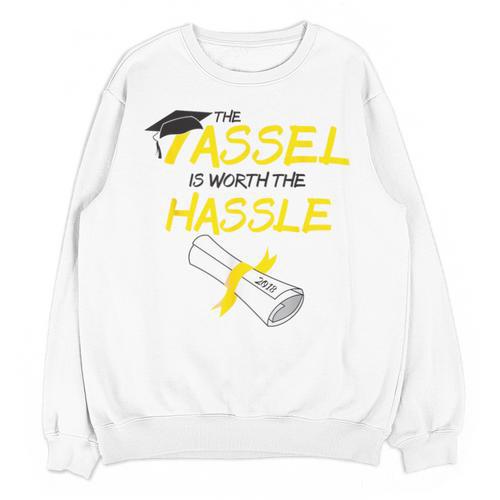 Tassel Worth The Hassle 2018 Graduation Quote Ylw Unisex Sweatshirt - Best Gift Smart